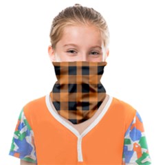 Orange Black Halloween Inspired Plaids Face Covering Bandana (kids) by ConteMonfrey