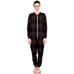 Brown And Black Plaids Onepiece Jumpsuit (ladies) by ConteMonfrey