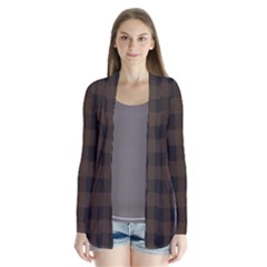 Brown And Black Plaids Drape Collar Cardigan by ConteMonfrey