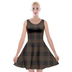 Brown And Black Plaids Velvet Skater Dress by ConteMonfrey