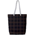 Brown and black plaids Full Print Rope Handle Tote (Small) View1