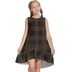 Brown And Black Plaids Kids  Frill Swing Dress by ConteMonfrey