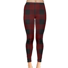 Dark Red Classic Plaids Leggings  by ConteMonfrey