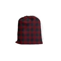 Dark Red Classic Plaids Drawstring Pouch (small) by ConteMonfrey