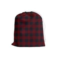 Dark Red Classic Plaids Drawstring Pouch (large) by ConteMonfrey