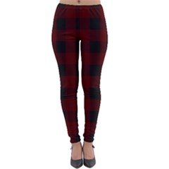 Dark Red Classic Plaids Lightweight Velour Leggings by ConteMonfrey