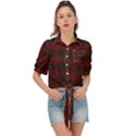 Dark red classic plaids Tie Front Shirt  View1