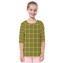 Yellow Small Plaids Kids  Quarter Sleeve Raglan Tee View1