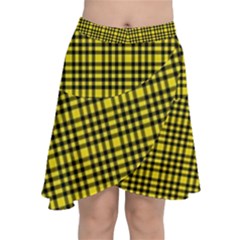 Yellow Small Plaids Chiffon Wrap Front Skirt by ConteMonfrey