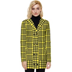 Yellow Small Plaids Button Up Hooded Coat  by ConteMonfrey