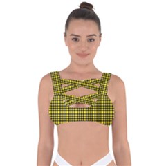 Yellow Small Plaids Bandaged Up Bikini Top by ConteMonfrey