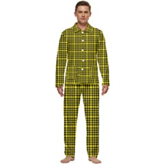 Yellow Small Plaids Men s Long Sleeve Velvet Pocket Pajamas Set by ConteMonfrey