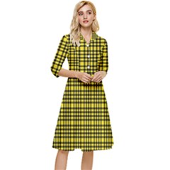 Yellow Small Plaids Classy Knee Length Dress by ConteMonfrey