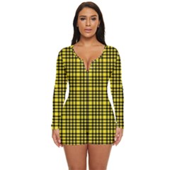 Yellow Small Plaids Long Sleeve Boyleg Swimsuit by ConteMonfrey