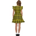 Yellow Small Plaids Kids  Winged Sleeve Dress View4