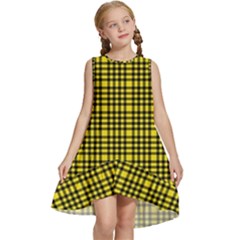 Yellow Small Plaids Kids  Frill Swing Dress by ConteMonfrey