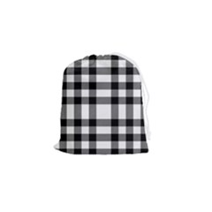 Black White Plaids  Drawstring Pouch (small) by ConteMonfrey