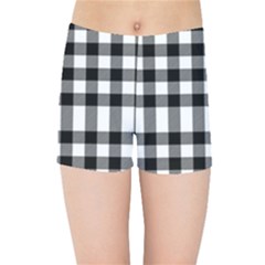 Black White Plaids  Kids  Sports Shorts by ConteMonfrey