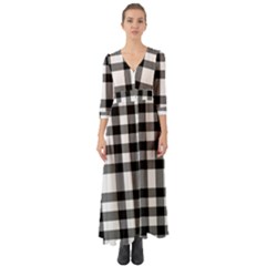 Black White Plaids  Button Up Boho Maxi Dress by ConteMonfrey