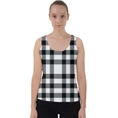 Black White Plaids  Velvet Tank Top by ConteMonfrey