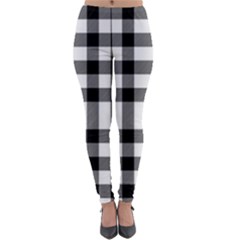 Black White Plaids  Lightweight Velour Leggings by ConteMonfrey