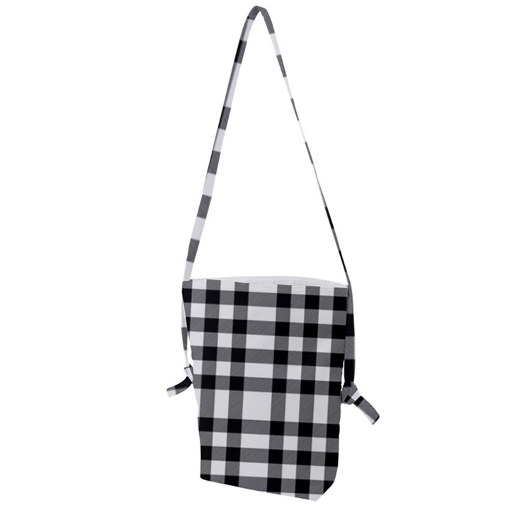 Black White Plaids  Folding Shoulder Bag