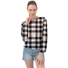 Black White Plaids  Banded Bottom Chiffon Top by ConteMonfrey