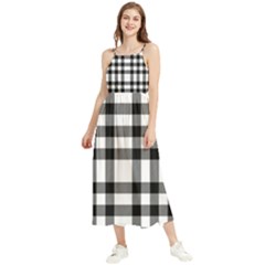 Black White Plaids  Boho Sleeveless Summer Dress