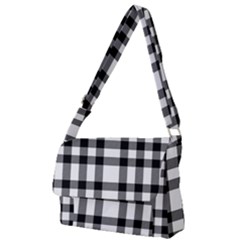 Black White Plaids  Full Print Messenger Bag (l) by ConteMonfrey