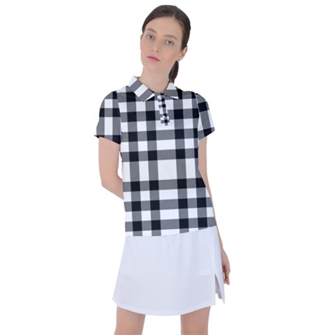 Black White Plaids  Women s Polo Tee by ConteMonfrey