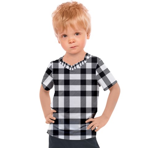 Black White Plaids  Kids  Sports Tee by ConteMonfrey