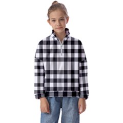 Black White Plaids  Kids  Half Zip Hoodie by ConteMonfrey