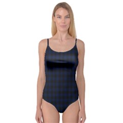 Black And Blue Classic Small Plaids Camisole Leotard  by ConteMonfrey