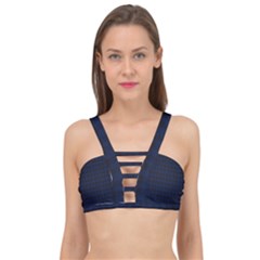 Black And Blue Classic Small Plaids Cage Up Bikini Top by ConteMonfrey