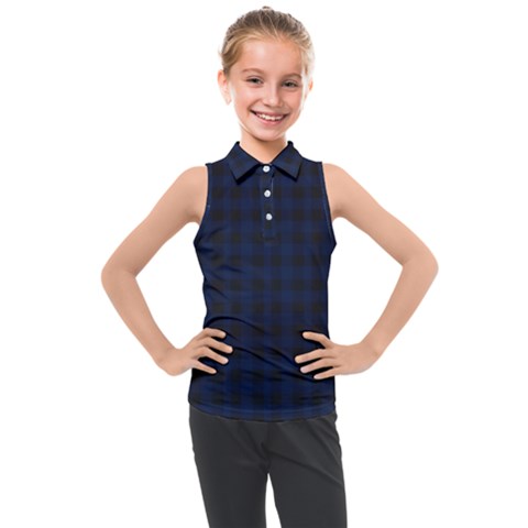 Black And Blue Classic Small Plaids Kids  Sleeveless Polo Tee by ConteMonfrey