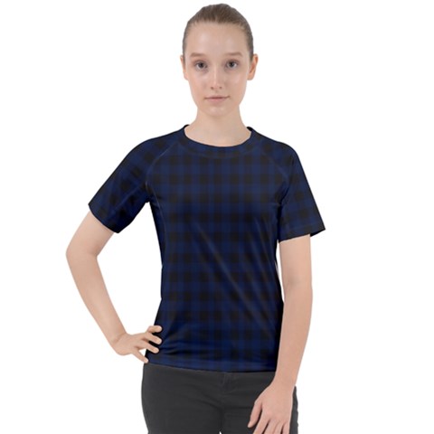 Black And Blue Classic Small Plaids Women s Sport Raglan Tee by ConteMonfrey