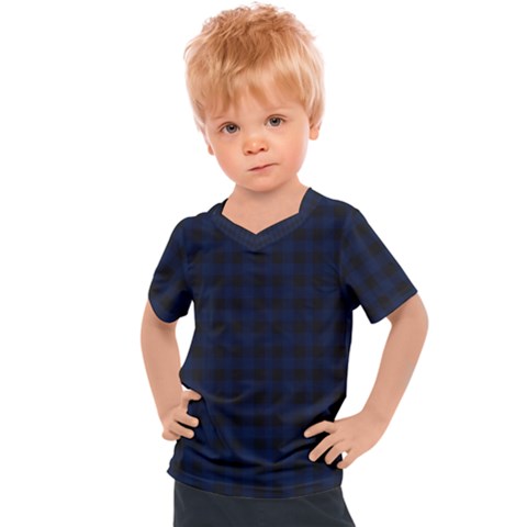 Black And Blue Classic Small Plaids Kids  Sports Tee by ConteMonfrey