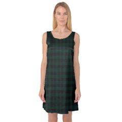 Black And Dark Green Small Plaids Sleeveless Satin Nightdress by ConteMonfrey