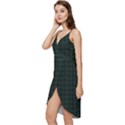 Black and dark green small plaids Wrap Frill Dress View2