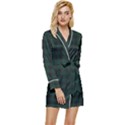 Black and dark green small plaids Long Sleeve Satin Robe View1