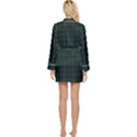 Black and dark green small plaids Long Sleeve Satin Robe View2