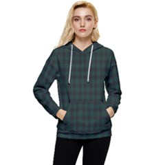 Black And Dark Green Small Plaids Women s Lightweight Drawstring Hoodie by ConteMonfrey