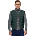 Black and dark green small plaids Men s Short Button Up Puffer Vest	 View1