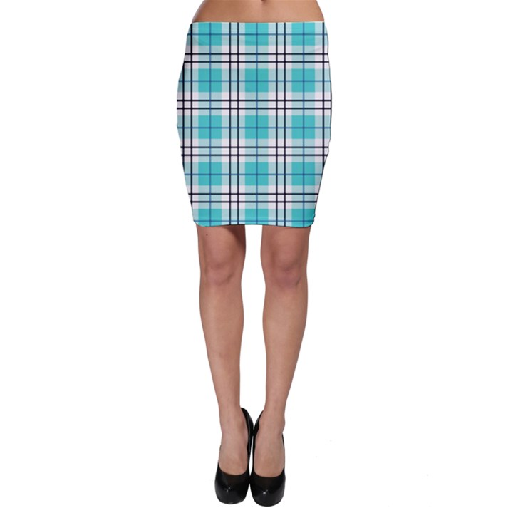 Black, white and blue turquoise plaids Bodycon Skirt