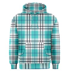 Black, White And Blue Turquoise Plaids Men s Core Hoodie by ConteMonfrey