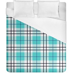 Black, White And Blue Turquoise Plaids Duvet Cover (california King Size) by ConteMonfrey