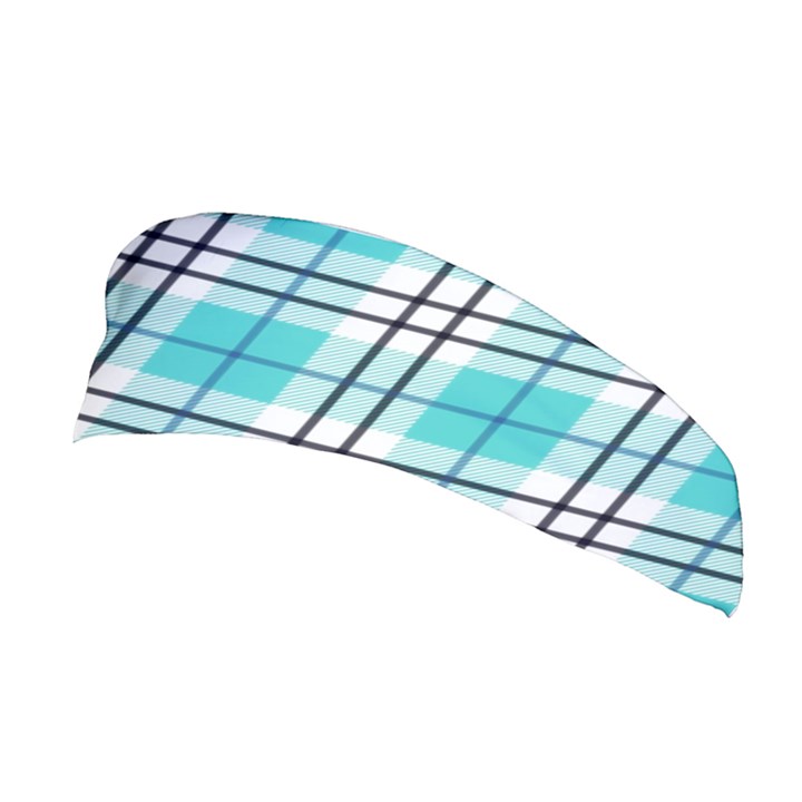 Black, white and blue turquoise plaids Stretchable Headband