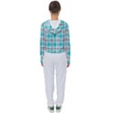 Black, white and blue turquoise plaids Women s Slouchy Sweat View2