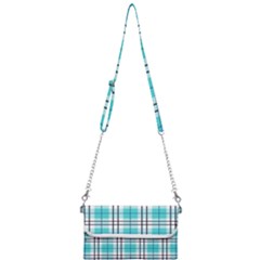 Black, White And Blue Turquoise Plaids Mini Crossbody Handbag by ConteMonfrey