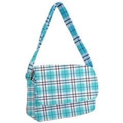 Black, White And Blue Turquoise Plaids Courier Bag by ConteMonfrey